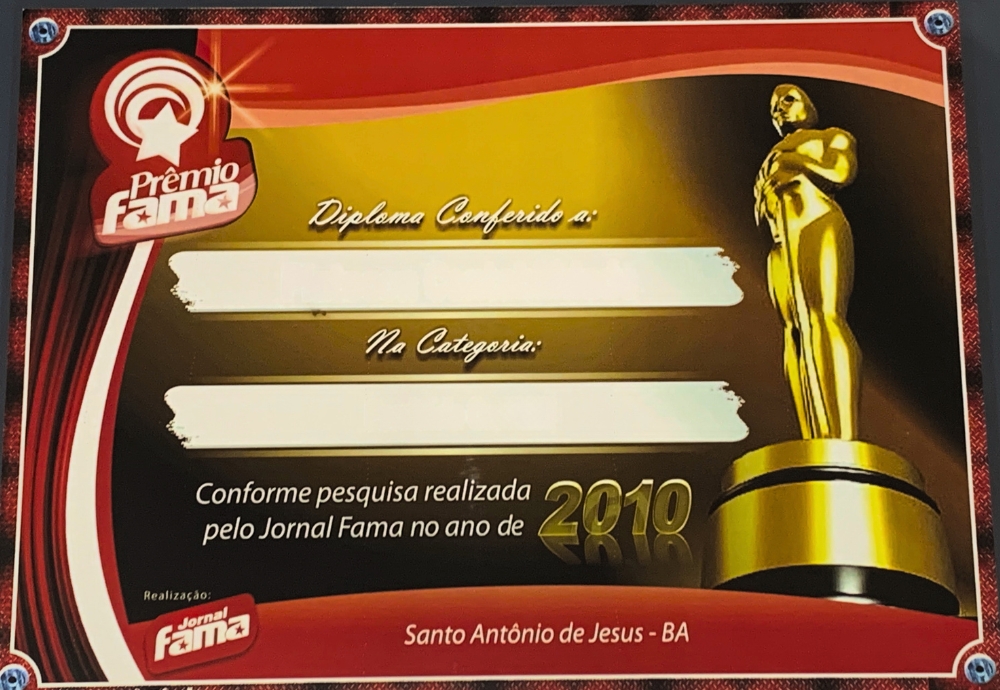 Certificado Prêmio Fama 2010
