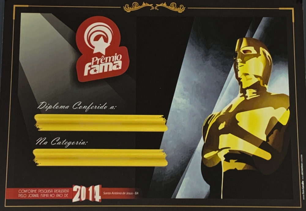Certificado Prêmio Fama 2014