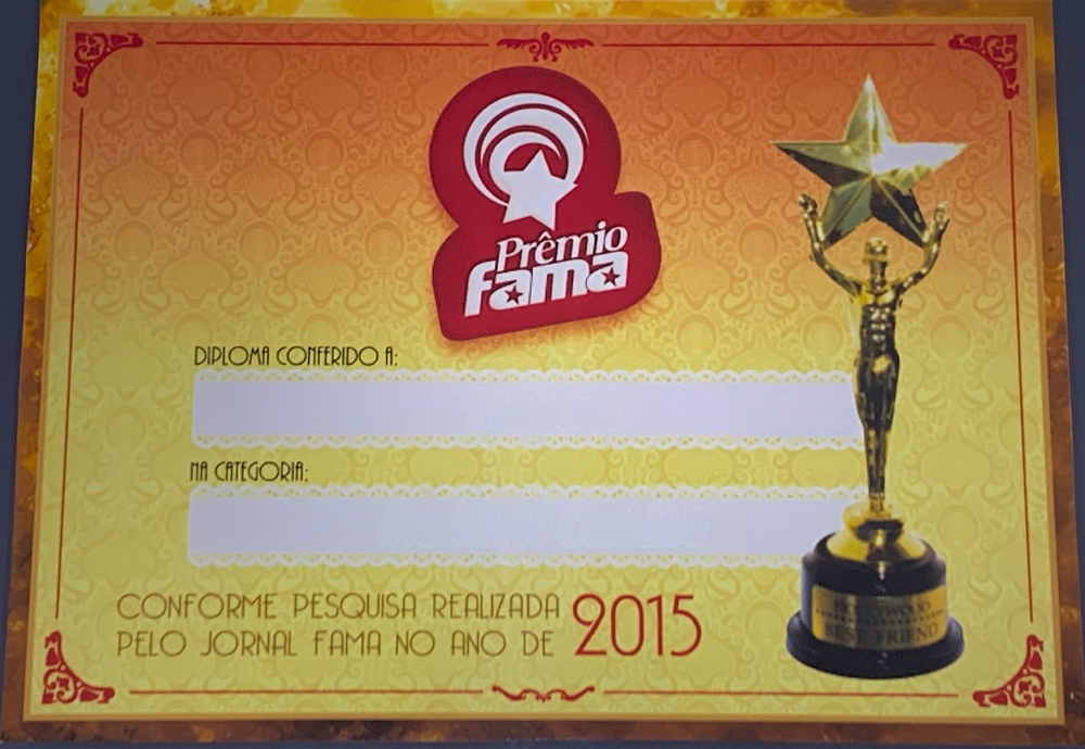 Certificado Prêmio Fama 2015