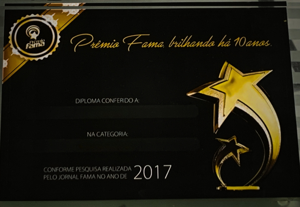 Certificado Prêmio Fama 2017