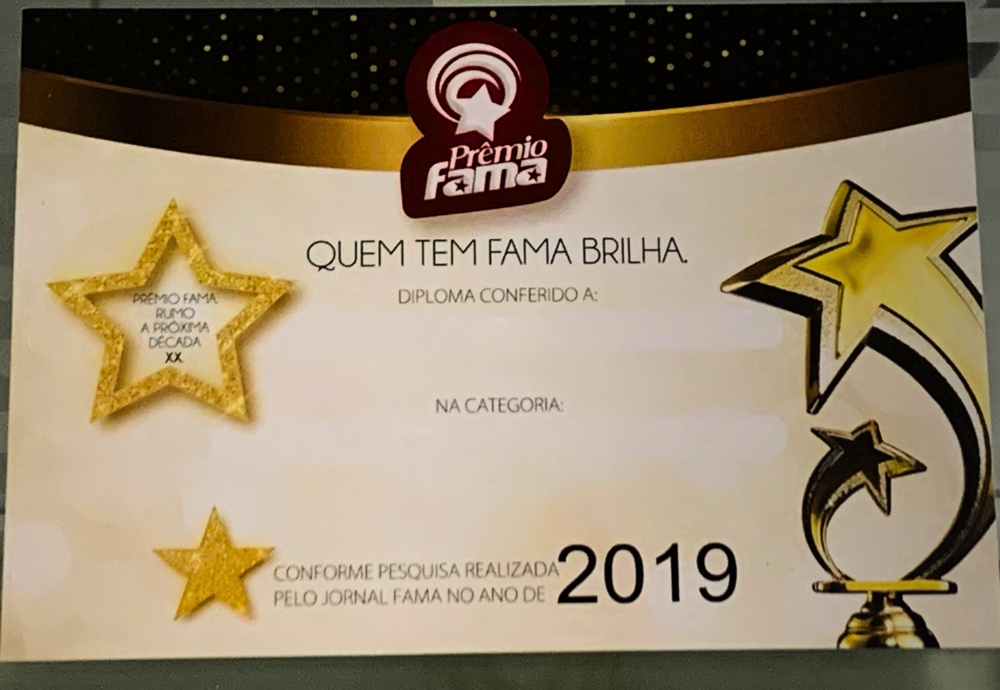 Certificado Prêmio Fama 2019